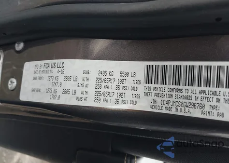 2016 Jeep Cherokee Latitude из США, поврежденный, VIN 1C4PJMCS0GW296760